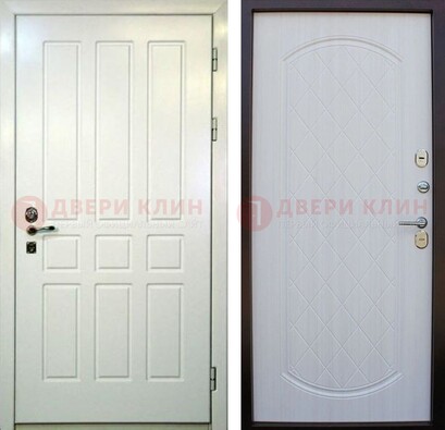 Белая стальная дверь с МДФ в квартиру ДМ-378 в Луге