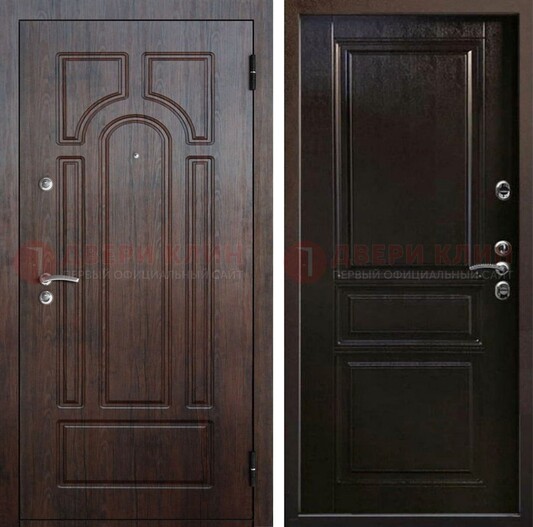 Железная дверь с коричневыми панелями МДФ ДМ-382