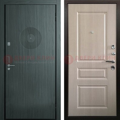 Темная железная дверь с МДФ панелями в квартиру ДМ-389 в Краснодаре