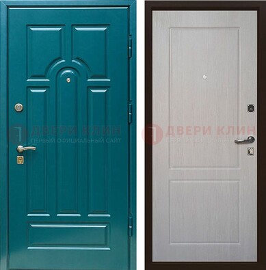Синяя железная дверь с МДФ в квартиру ДМ-396 