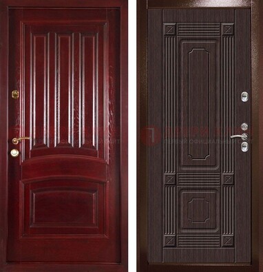 Красная стальная дверь с филенчатой МДФ ДМ-398 в Котельниках