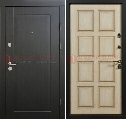 Железная дверь МДФ темная снаружи и светлая внутри ДМ-447 в Котельниках