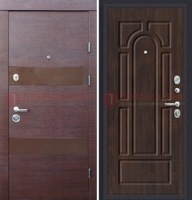 Железная дверь с коричневыми МДФ ДМ-464 в Пензе
