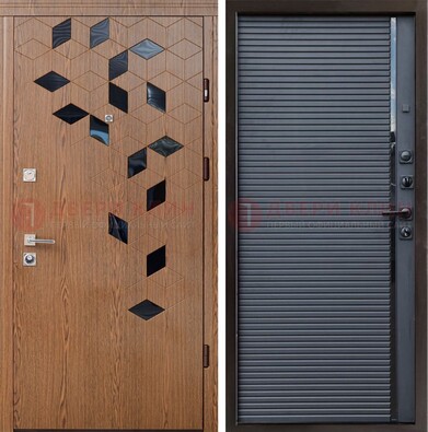 Квартирная стальная дверь МДФ хайтек с узором ДМ-468 в Краснодаре