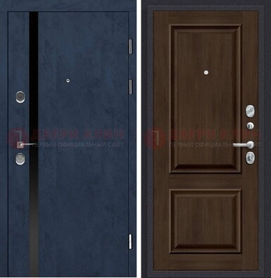 Синяя входная дверь МДФ с обеих сторон ДМ-473 в Котельниках