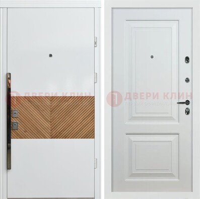 Белая железная дверь с МДФ в квартиру ДМ-476 в Котельниках