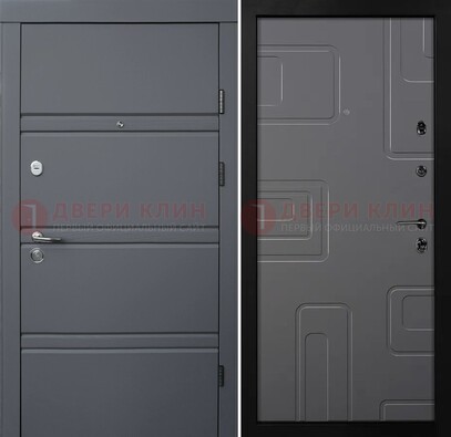 Серая металлическая дверь с МДФ в квартиру ДМ-485 в Климовске