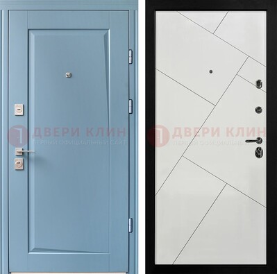 Синяя железная дверь с МДФ панелями ДМ-491 в Котельниках