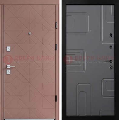 Красная стальная дверь в квартиру с МДФ хайтек ДМ-493 в Котельниках