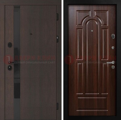 Темная входная дверь с МДФ панелями в квартиру ДМ-499 в Омске
