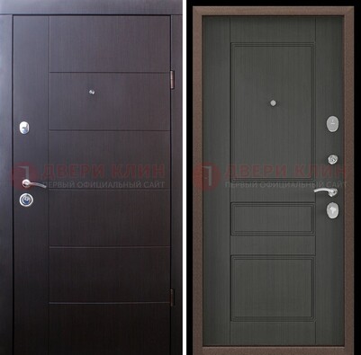 Темная металлическая дверь с разными МДФ ДМ-502 
