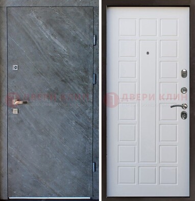Железная дверь с МДФ серая и белая ДМ-505 в Котельниках