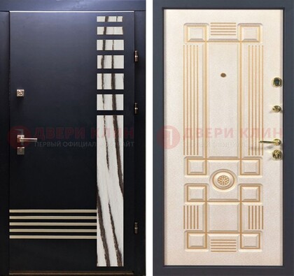Черная железная дверь с МДФ панелями ДМ-510 в Котельниках
