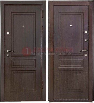 Антивандальная коричневая железная дверь с МДФ ДМ-61 в Казани