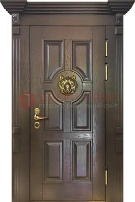 Коричневая металлическая дверь с массивом дуба ДМД-50 в Краснодаре