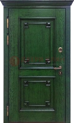 Зеленая входная дверь с массивом дуба ДМД-51 в Дубне
