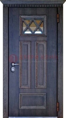 Железная дверь с массивом и стеклом с филенкой ДМД-70 в Котельниках