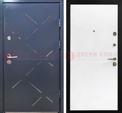 Синеватая дверь с порошковым напылением и зеркальными вставками ДП-208 в Красноармейске