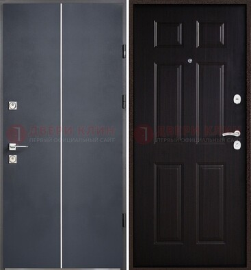 Железная дверь с порошковым покрытием и отделкой Темный орех внутри ДП-211 в Котельниках
