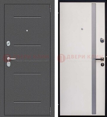 Железная дверь с порошковым напылением и белой МДФ ДП-212 в Котельниках