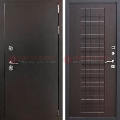 Железная дверь с порошковым покрытием Антик медь/Темный орех ДП-222 в Котельниках