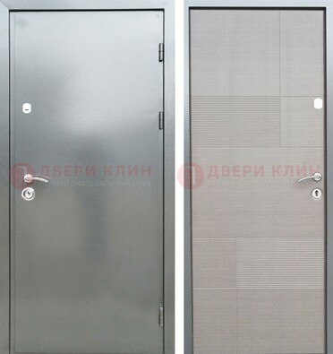 Металлическая серая дверь с порошковым покрытием и серым МДФ внутри ДП-250 в Тихвине