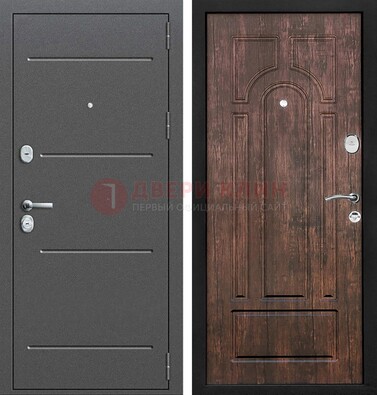 Железная дверь Антик серебро с порошковым напылением и МДФ Тисненый орех ДП-260 в Котельниках