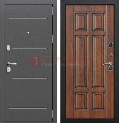 Стальная дверь с порошковым покрытием Антик серебро и филенчатой МДФ ДП-267 в Котельниках