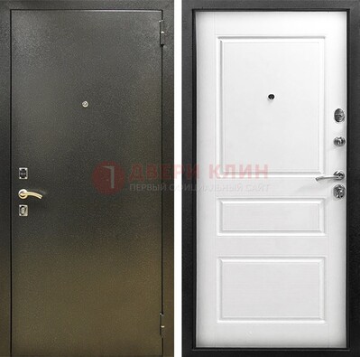 Входная дверь Темное серебро с порошковым напылением и белой МДФ ДП-272 в Сочи