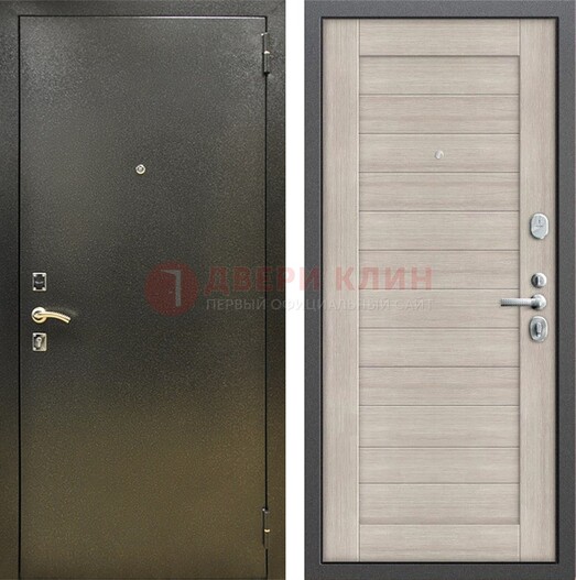 Стальная темно-серая дверь с порошковой отделкой и МДФ панелью ДП-278