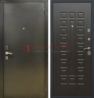 Темно-серая железная дверь с порошковым покрытием и МДФ Венге ДП-287 в Котельниках