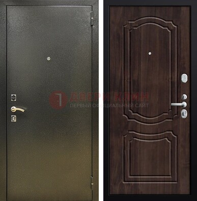 Темно-серая железная дверь с порошковым покрытием и коричневой МДФ ДП-288 в Егорьевске
