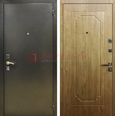 Темно-серая входная дверь с порошковым покрытием и МДФ Золотой дуб ДП-291 в Котельниках