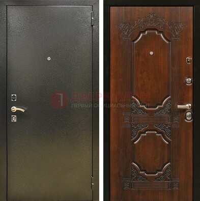 Входная дверь Темное серебро с порошковым покрытием и МДФ с узором ДП-293 в Котельниках