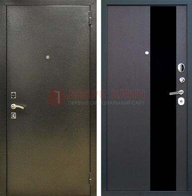 Входная темная дверь с порошковым покрытием и МДФ со стеклом ДП-294 в Котельниках