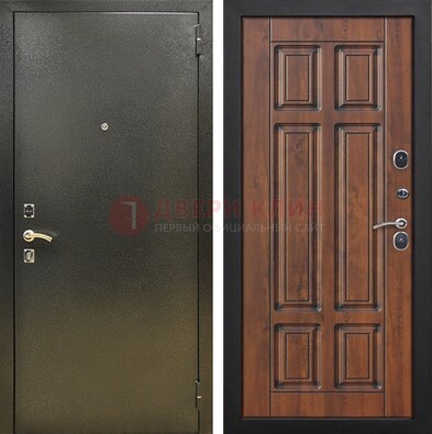 Металлическая входная темная дверь с порошковым напылением и МДФ ДП-299 в Котельниках