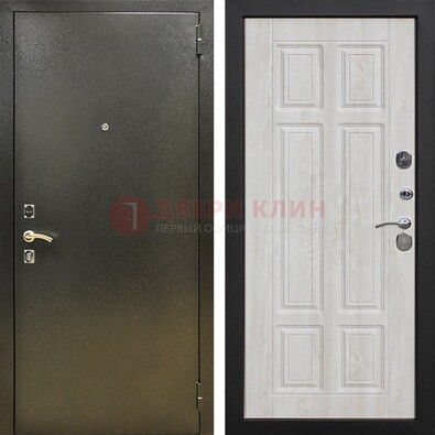 Входная темно-серая дверь с порошковым напылением и МДФ с филенкой ДП-302 в Котельниках