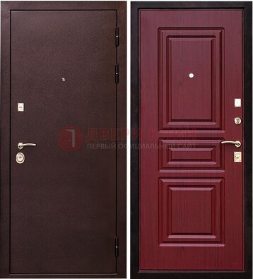 Бордовая входная дверь с порошковым окрасом ДП-36 в Котельниках