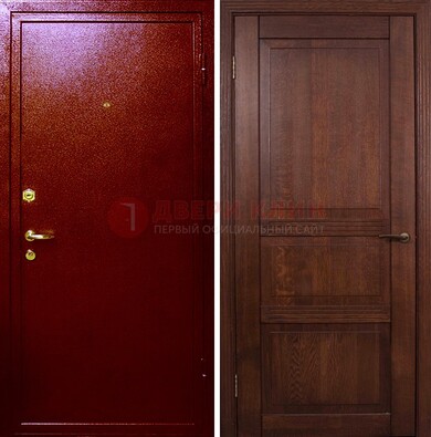 Красная железная дверь с порошковым окрасом ДП-58 в Котельниках