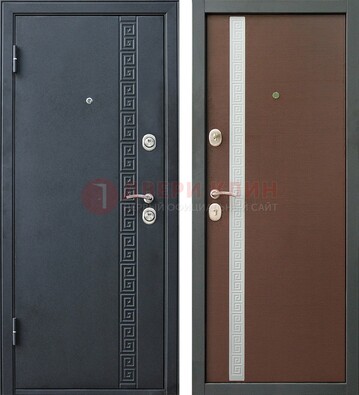 Черная стальная дверь с порошковым напылением ДП-9 в Выборге