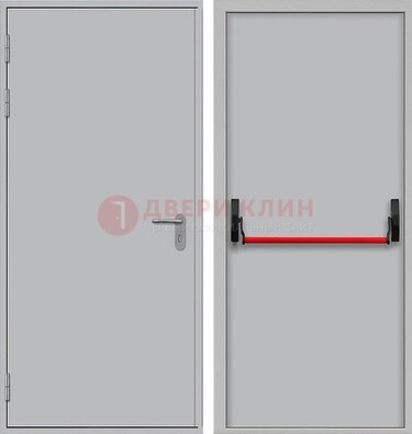 Белая металлическая противопожарная дверь с длинной ручкой ДПП-14 в Смоленске