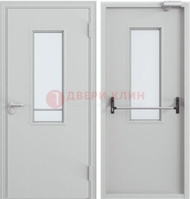 Белая металлическая противопожарная дверь с декоративной вставкой ДПП-4 
