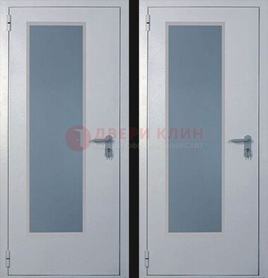 Белая металлическая противопожарная дверь с декоративной вставкой ДПП-5 в Мурманске