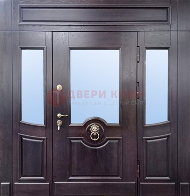 Филенчатая металлическая дверь с панелью МДФ и стеклом ДПР-102 в Котельниках