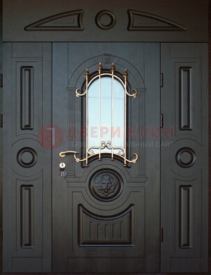 Парадная железная дверь Винорит со стеклом и ковкой ДПР-103 в Павловском Посаде