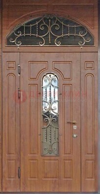 Одностворчатая парадная дверь Винорит со стеклом и ковкой ДПР-105 в Королеве