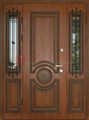 Парадная распашная стальная дверь Винорит со стеклом ДПР-106 в Котельниках