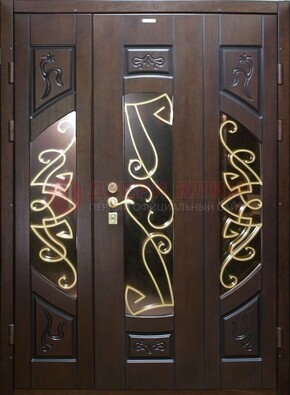 Парадная дверь со стеклом и ковкой ДПР-1 в каркасный дом в Хотьково