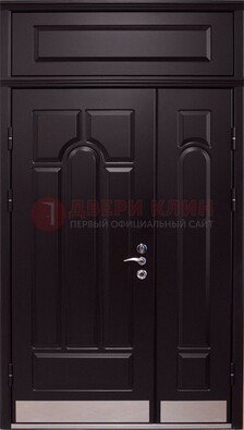 Парадная дверь с металлическими вставками ДПР-47 и фрамугой в Котельниках