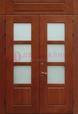Металлическая парадная дверь со стеклом ДПР-69 для загородного дома в Балашихе